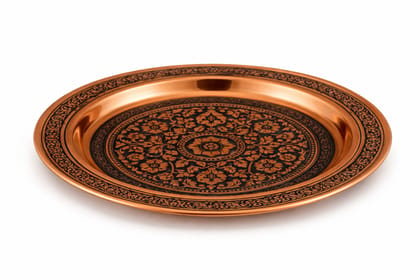 Handcrafted Copper Floral Engraved Serving Tray – Traditional Decorative Copper Platter Handcrafted Copper Floral Engraved Serving Tray – Traditional Decorative Copper Platter