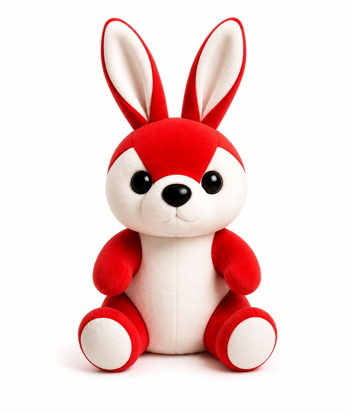 Red and White Plush Sitting Rabbit Toy
