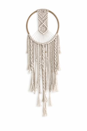 Handwoven Boho Macrame Wall Hanging with Wooden Ring Handwoven Boho Macrame Wall Hanging with Wooden Ring