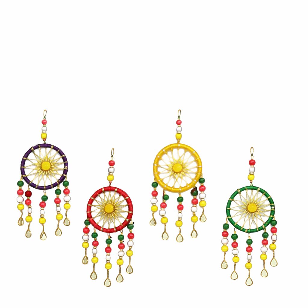 Multi-Color Beaded Dreamcatcher Hanging Decoration Set - Pack of 4