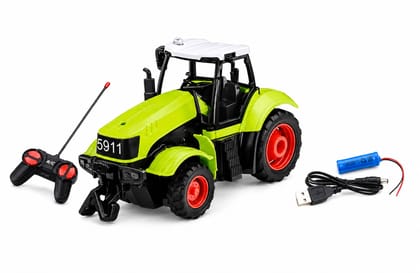 KTRS Enterprise 2.4GHz Remote Control Tractor Toy | USB Rechargeable RC Farm Tractor for Kids | Realistic Agricultural Vehicle | Forward, Reverse & Steering | Boys & Girls Age 3+ KTRS Enterprise 2.4GHz Remote Control Tractor Toy | USB Rechargeable RC Farm Tractor for Kids | Realistic Agricultural Vehicle | Forward, Reverse & Steering | Boys & Girls Age 3+