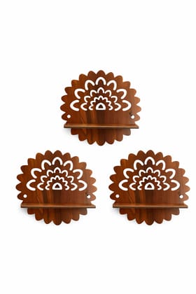 Set of 3 Wooden Decorative Peacock Design Floating Wall Shelves Set of 3 Wooden Decorative Peacock Design Floating Wall Shelves