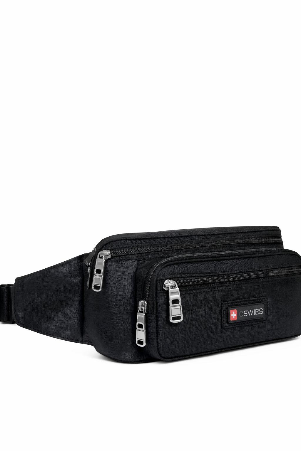 SWIBS Black Multi-Pocket Waist Bag Fanny Pack for Travel