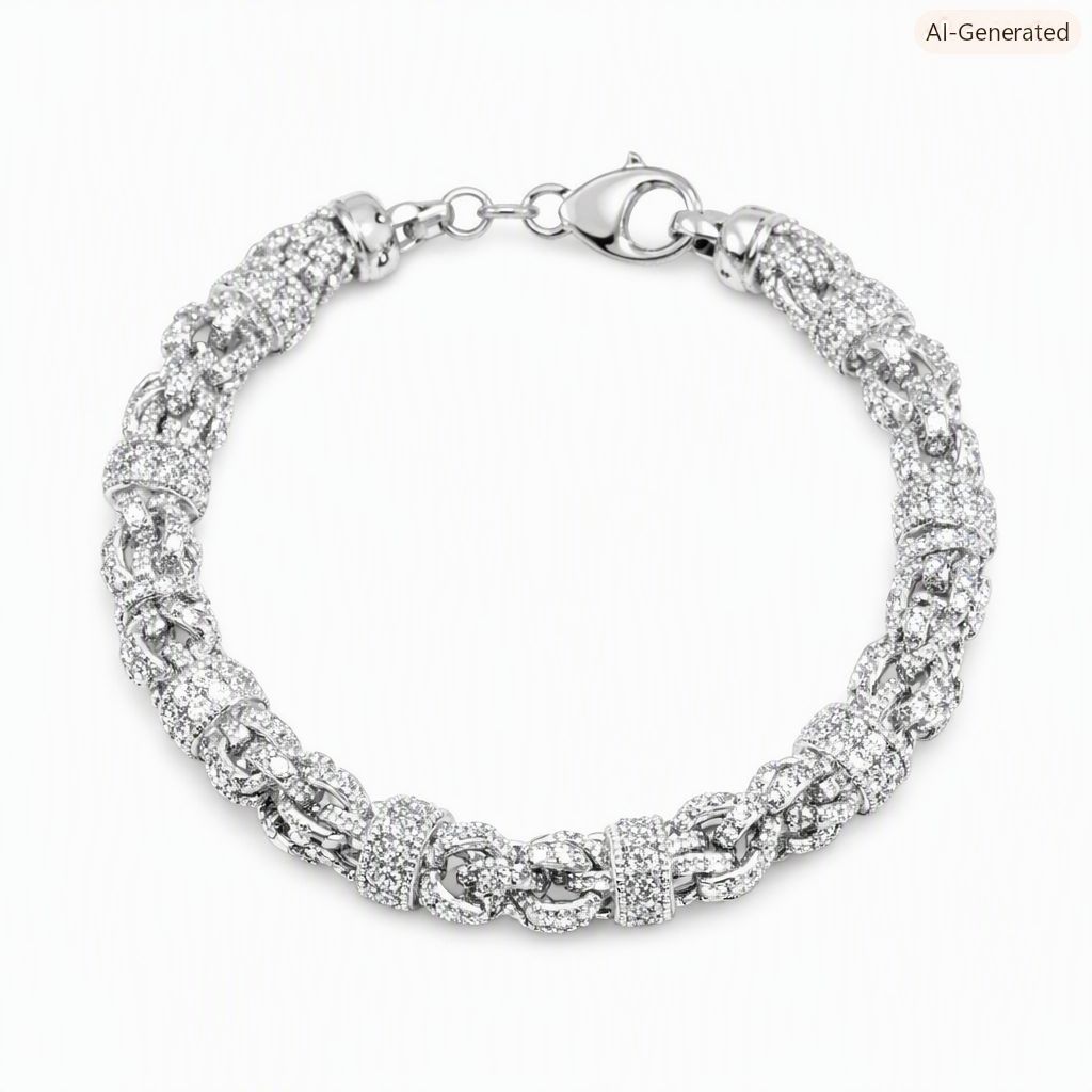 Silver Iced Out Cuban Link Bracelet