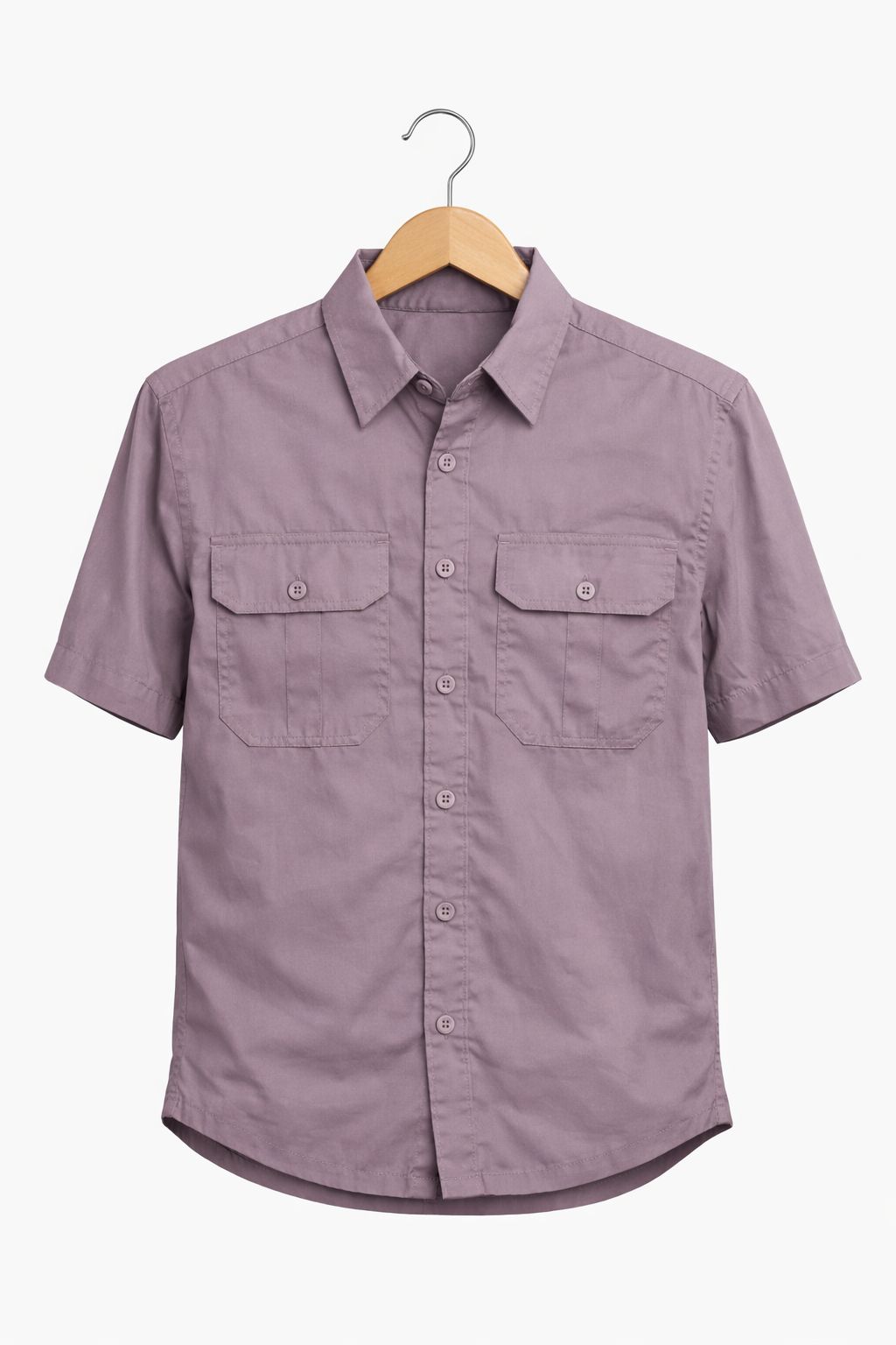 RED STAR Men's Casual Two-Pocket Button-Down Shirt, Mauve