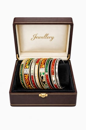 Indian Handcrafted Meenakari Multicolor Bangle Set