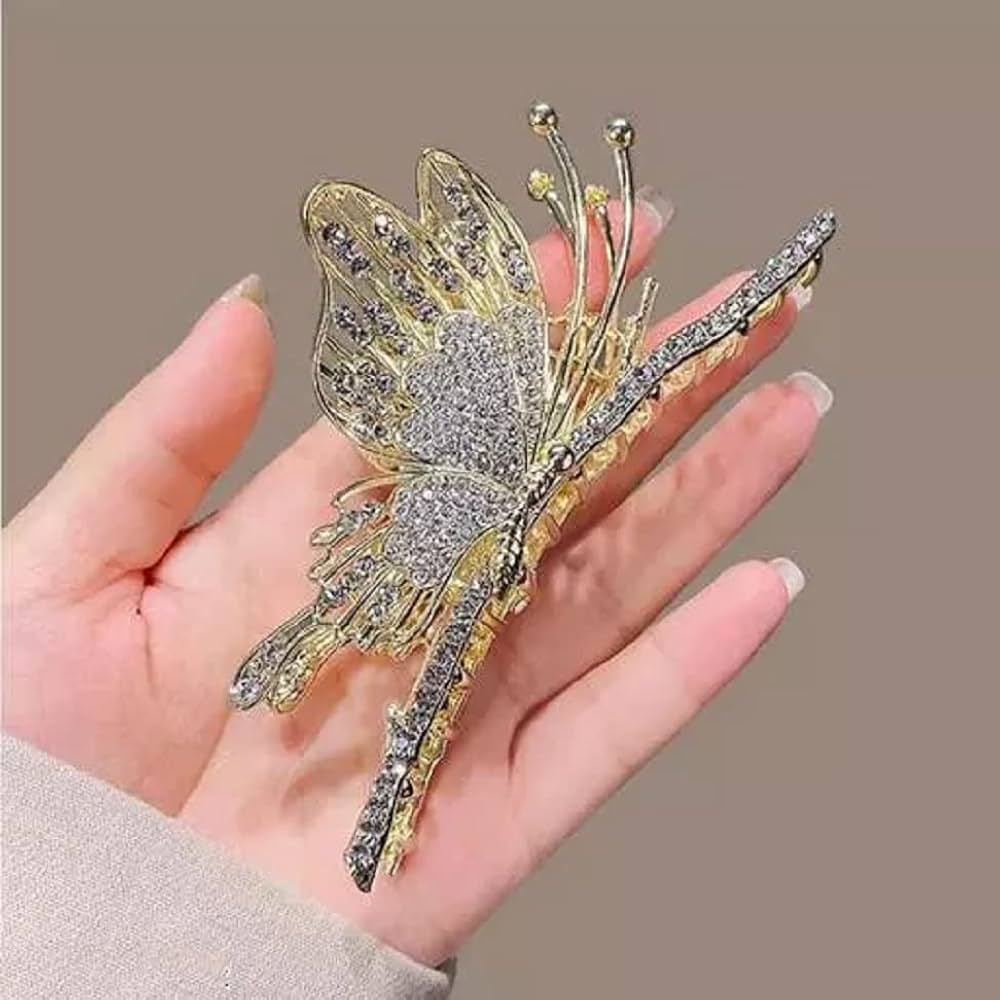Elegant Butterfly Crystal Metal Hair Claw Clip
