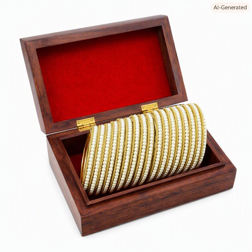 Set of Gold-Plated Traditional Pearl Cluster Bangles for Women