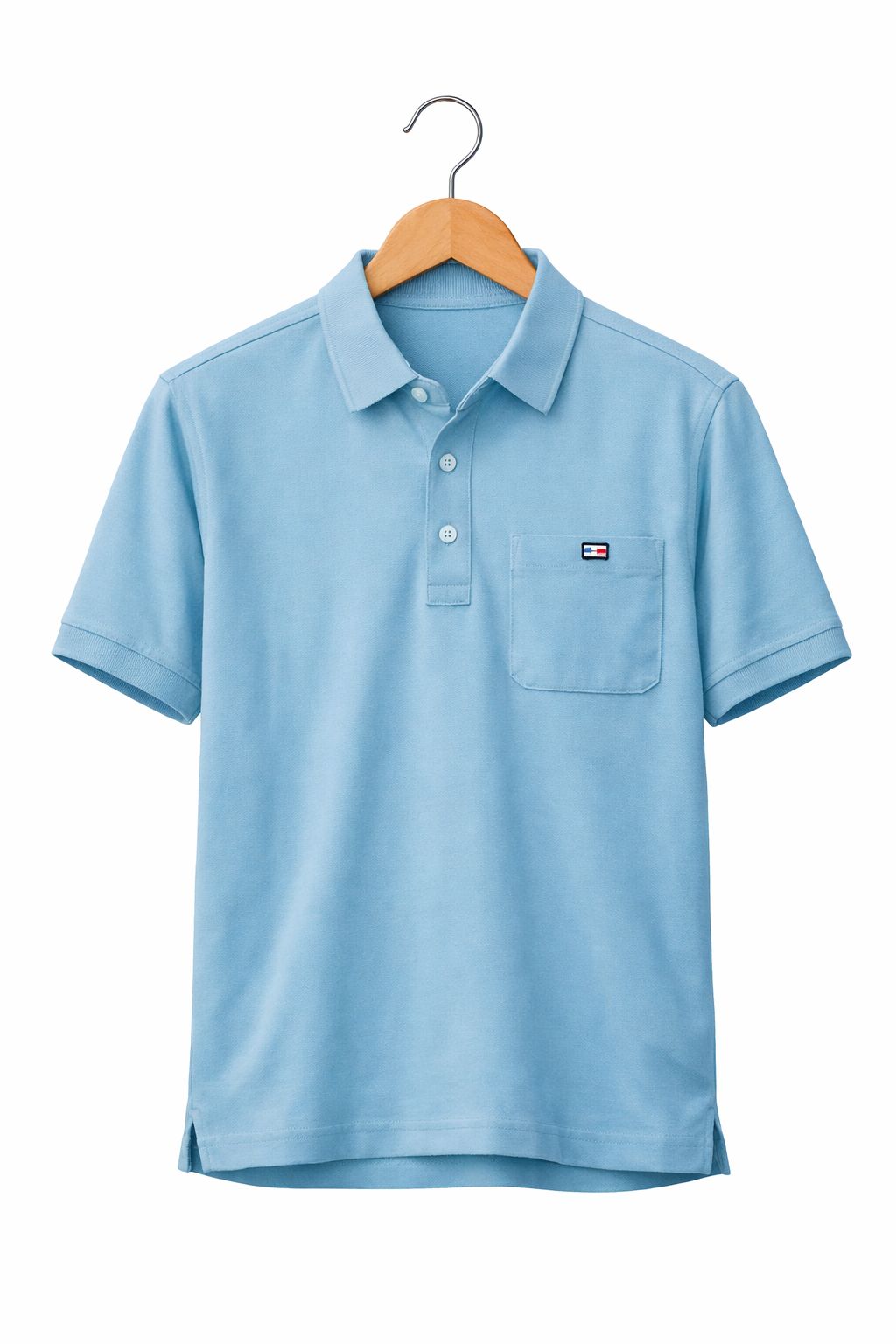 Men's Light Blue/Grey Button-Down Collar Shirt with Logo Pocket