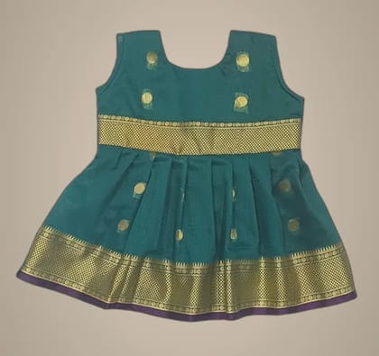 Mom And Me Morpankhi Cotton Silk Frock (0-3 Months) | Premium Elegant Design | Festive Wear Mom And Me Morpankhi Cotton Silk Frock (0-3 Months) | Premium Elegant Design | Festive Wear