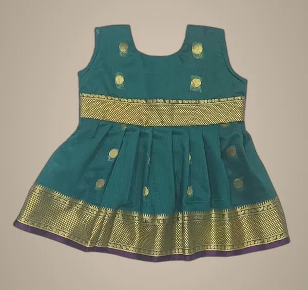 Mom And Me Morpankhi Cotton Silk Frock (0-3 Months) | Premium Elegant Design | Festive Wear