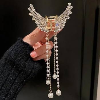 Luxury Rhinestone Pearl Tassel Hair Claw