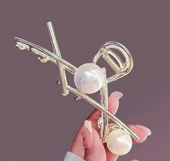 Elegant Gold Pearl Metal Hair Claw