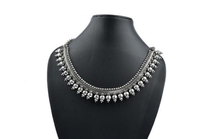 Tribes India Handcrafted Grey Metal Sheetwala Chowkad Necklace