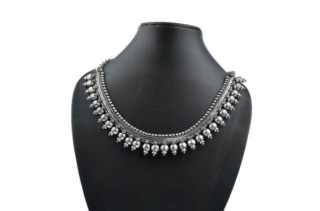 Tribes India Handcrafted Grey Metal Sheetwala Chowkad Necklace