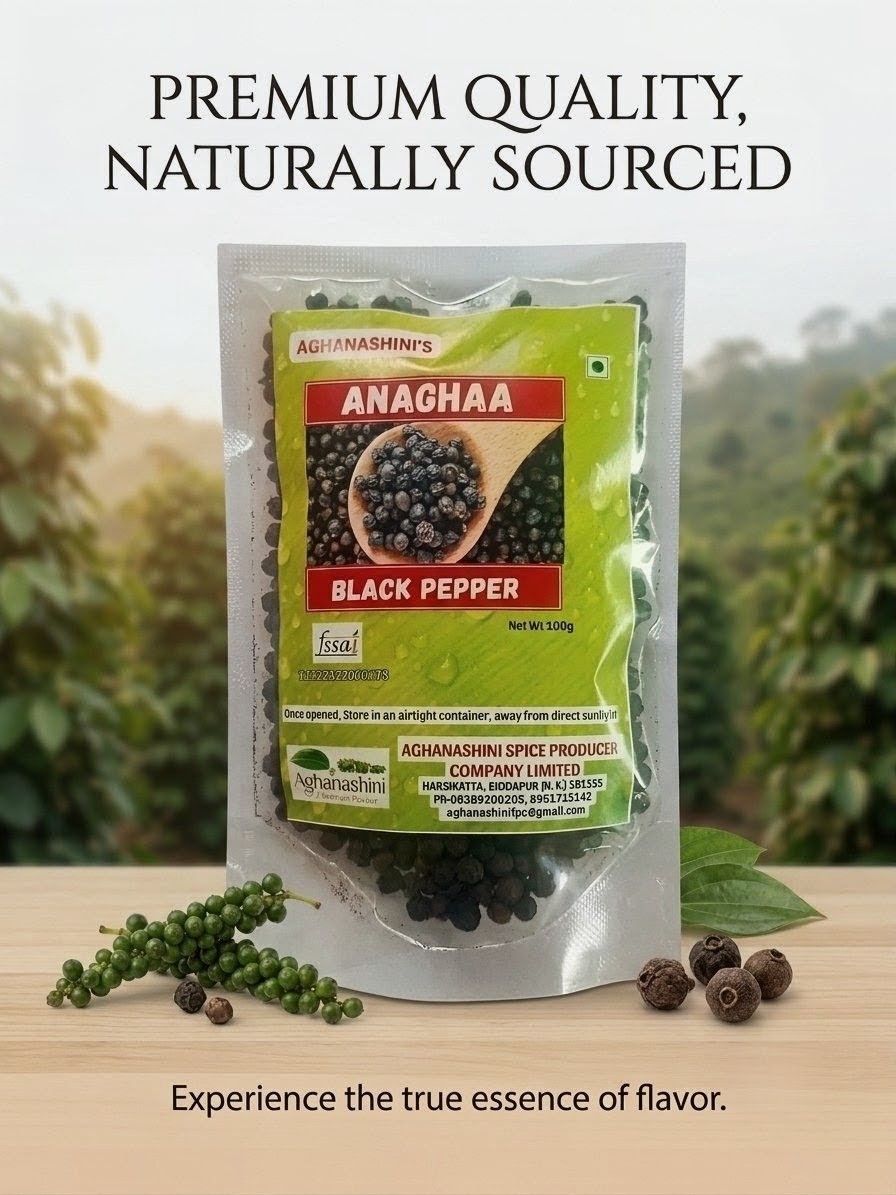 Anaghaa Black Pepper (Whole) 100g | Premium Quality | 100% Natural | Bold Aroma & Fresh Flavor