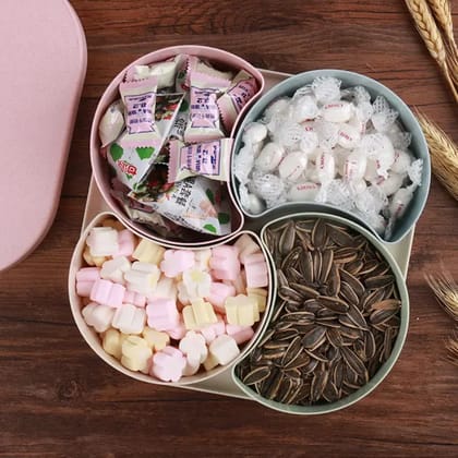 DHRUVINSRI Large Capacity Candy Box – 100% Food Grade BPA Free High Quality & Durable Plastic, Space-Saving Design with Divided Compartments for Storing Food, Snacks, and Fruit, stylish for Living Room or Dining Area Organization