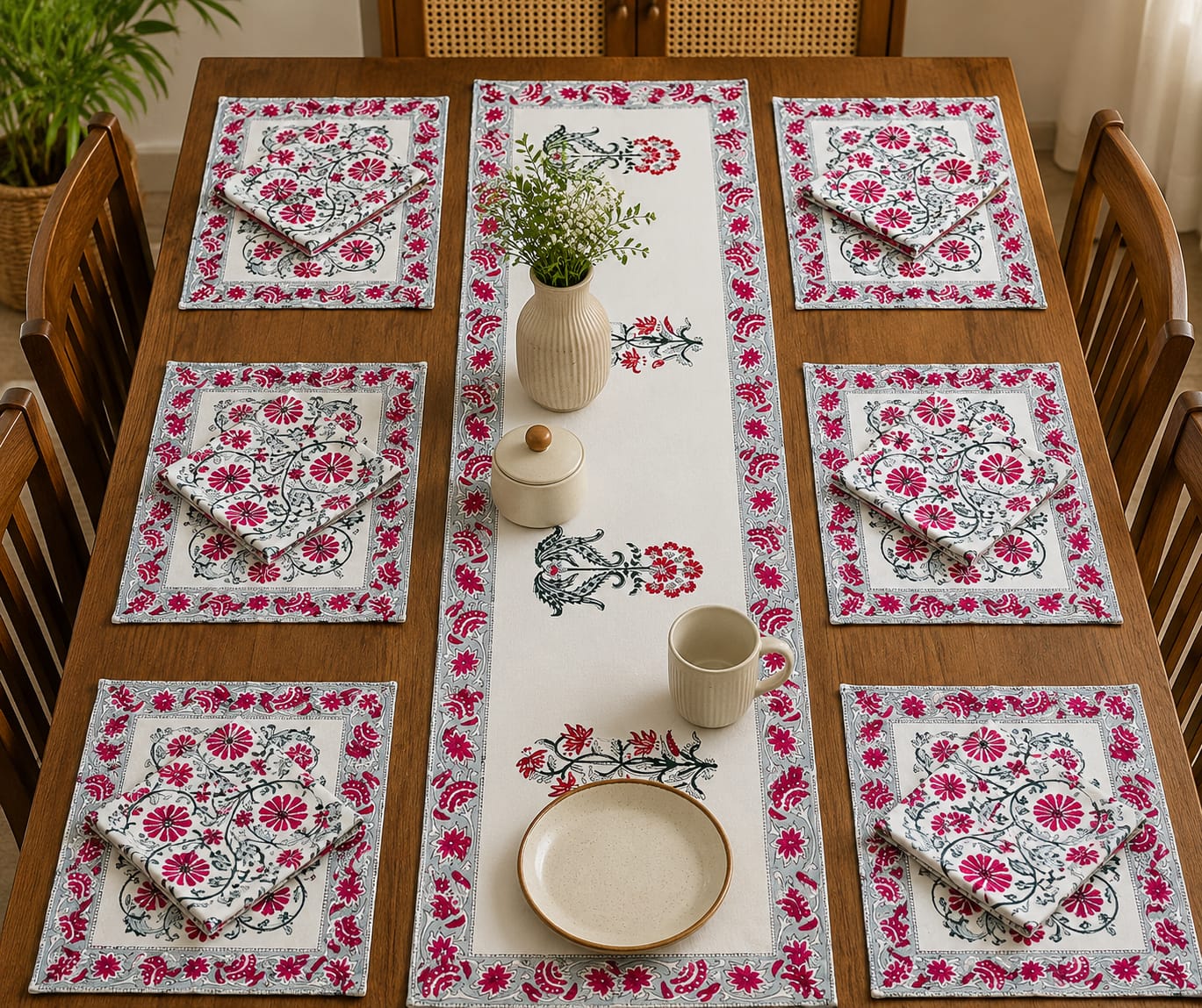 13 Pieces Handlock Dining Table Runner Set | Assorted Colour