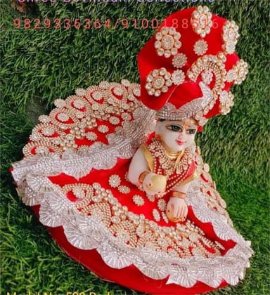 DHRUVINSRI Pooja Article, laddu Gopal Heavy AD Studded Full Gawn, Choli & PAGDI Set Suitable for Gopal JI Size 3,4 &5, Rajawad Style, Fancy zarkhin lace,laddu Gopal ji, krishnaji, kanhaji, thakurji, Color-RED DHRUVINSRI Pooja Article, laddu Gopal Heavy AD Studded Full Gawn, Choli & PAGDI Set Suitable for Gopal JI Size 3,4 &5, Rajawad Style, Fancy zarkhin lace,laddu Gopal ji, krishnaji, kanhaji, thakurji, Color-RED