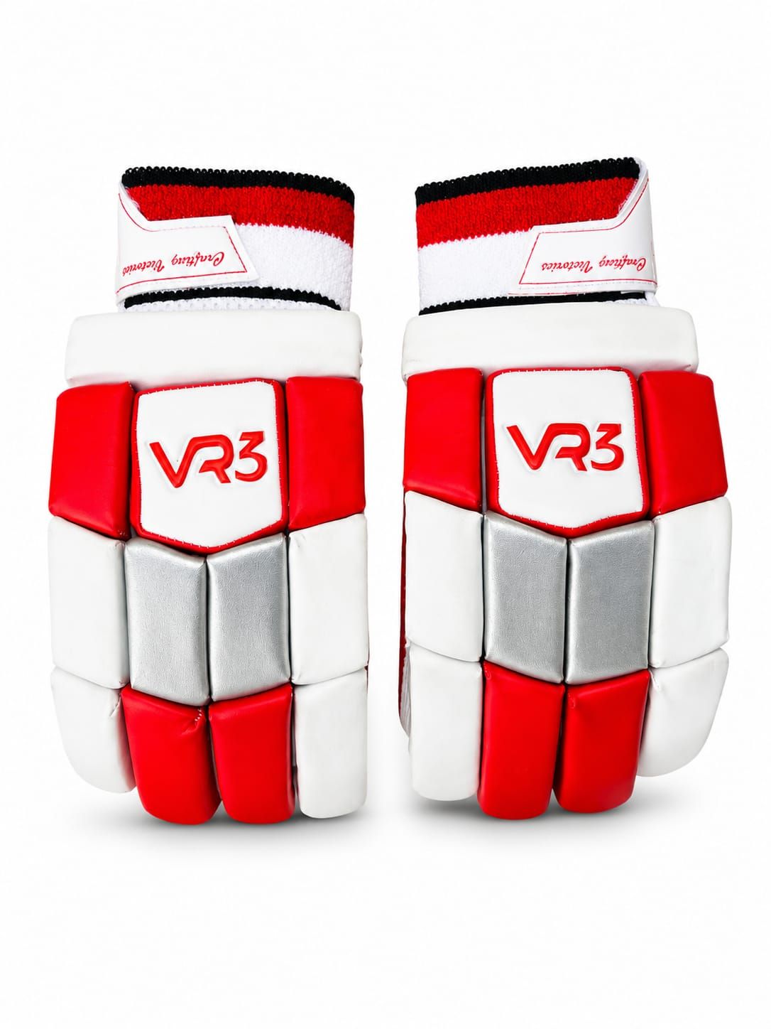 VR3 Premium Red and White Club Model Cricket Batting Gloves