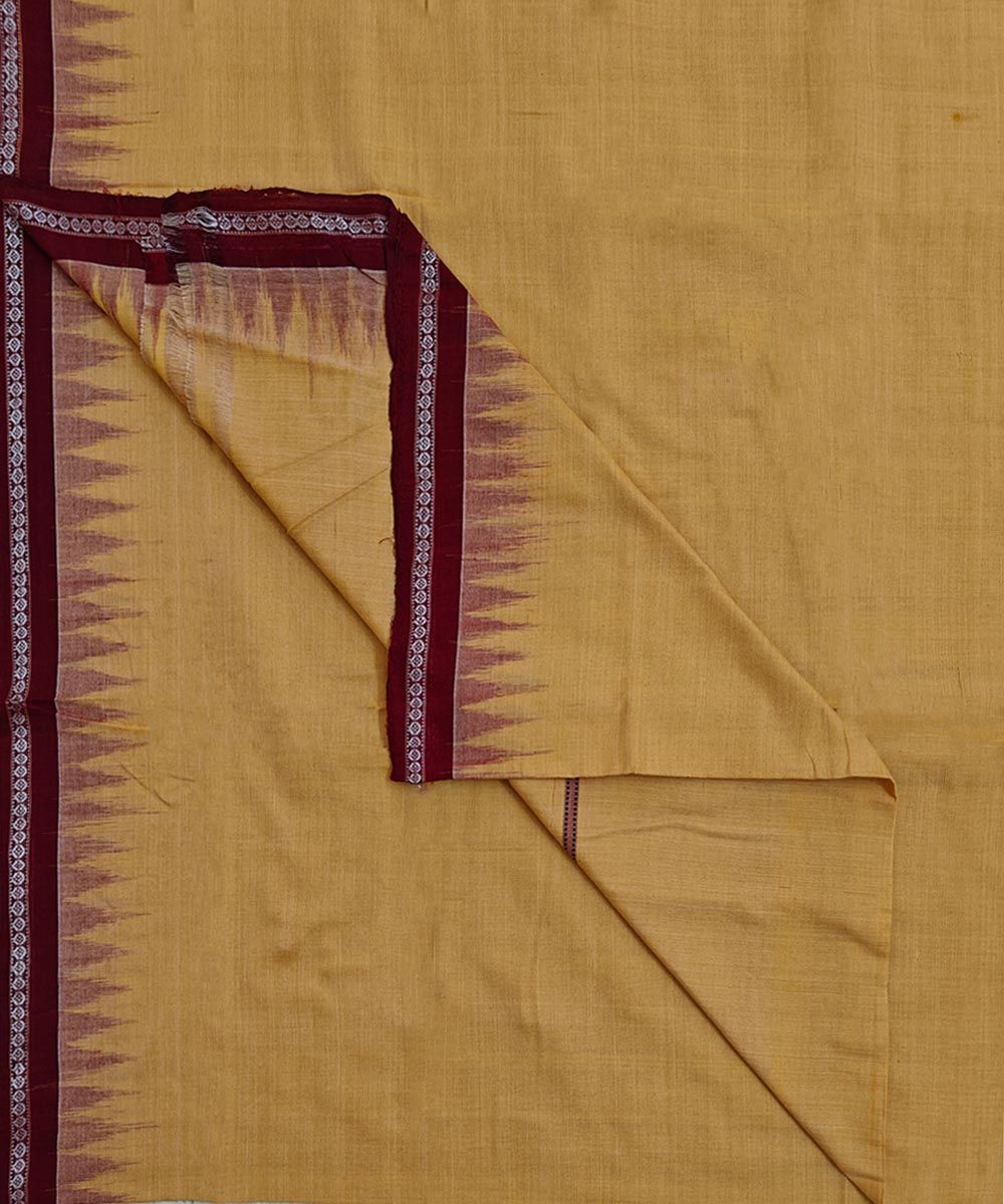 Yellow Maroon Sambalpuri Handwoven Cotton Joda SFCJOD2426
