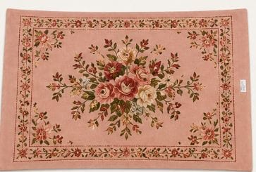 Traditional Pink Rose Floral Small Area Rug