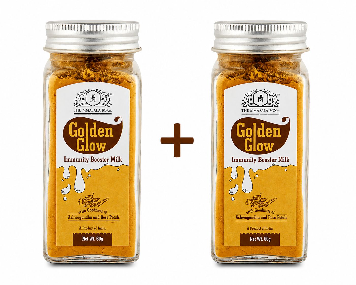 The Masala Box Golden Glow Immunity Booster Milk with Ashwagandha & Rose Petals, 60g x 2  Turmeric Milk