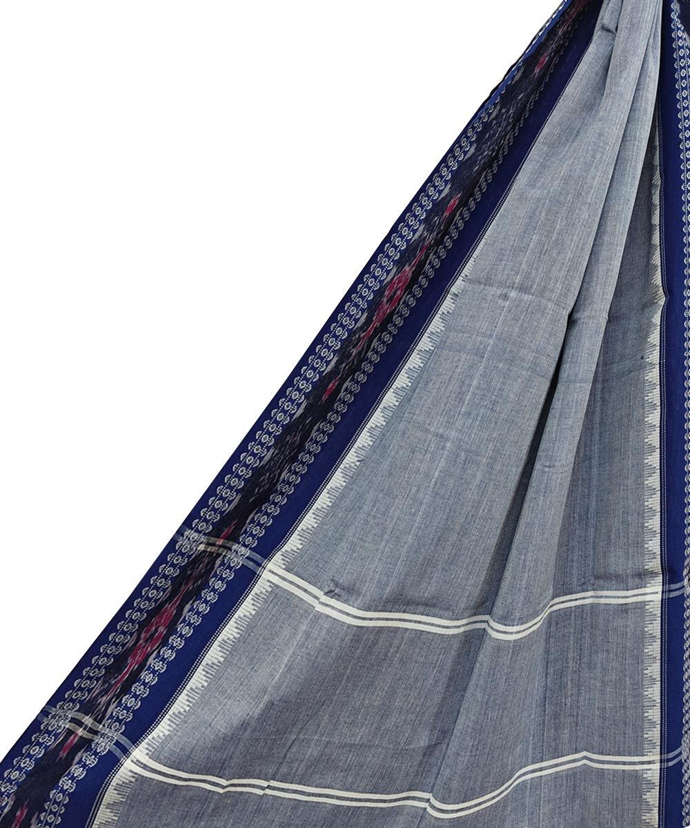 Gray Blue Sambalpuri Handwoven Single Ikat Cotton Dupatta SFCDUP2403