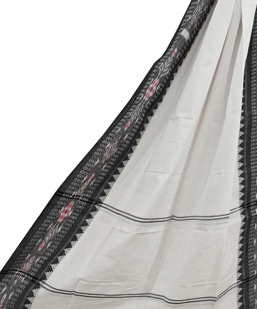 Offwhite Black Sambalpuri Handwoven Single Ikat Cotton Dupatta SFCDUP2406