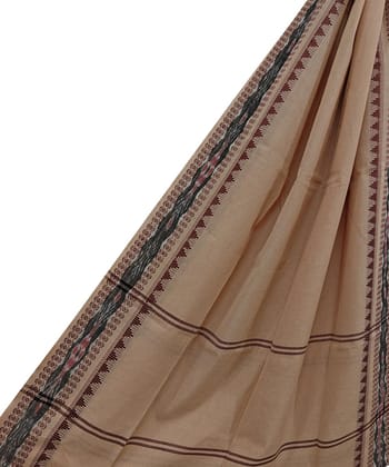 Beige Sambalpuri Handwoven Single Ikat Cotton Dupatta SFCDUP2408