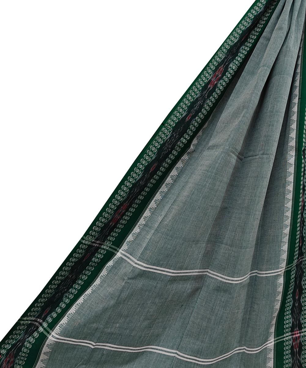 Gray Green Sambalpuri Handwoven Single Ikat Cotton Dupatta SFCDUP2409