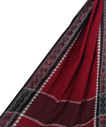 Maroon Black Sambalpuri Handwoven Single Ikat Cotton Dupatta SFCDUP2410