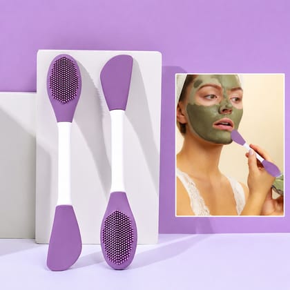 DHRUVINSRI 2pcs Double-Headed Silicone Mask Brush Face Cleansing and Applying Mud Mask Beauty Salon Special Brush Smear Tool Facial Scrub Silicone Wash Scrubber Face Tools (2 Pcs)