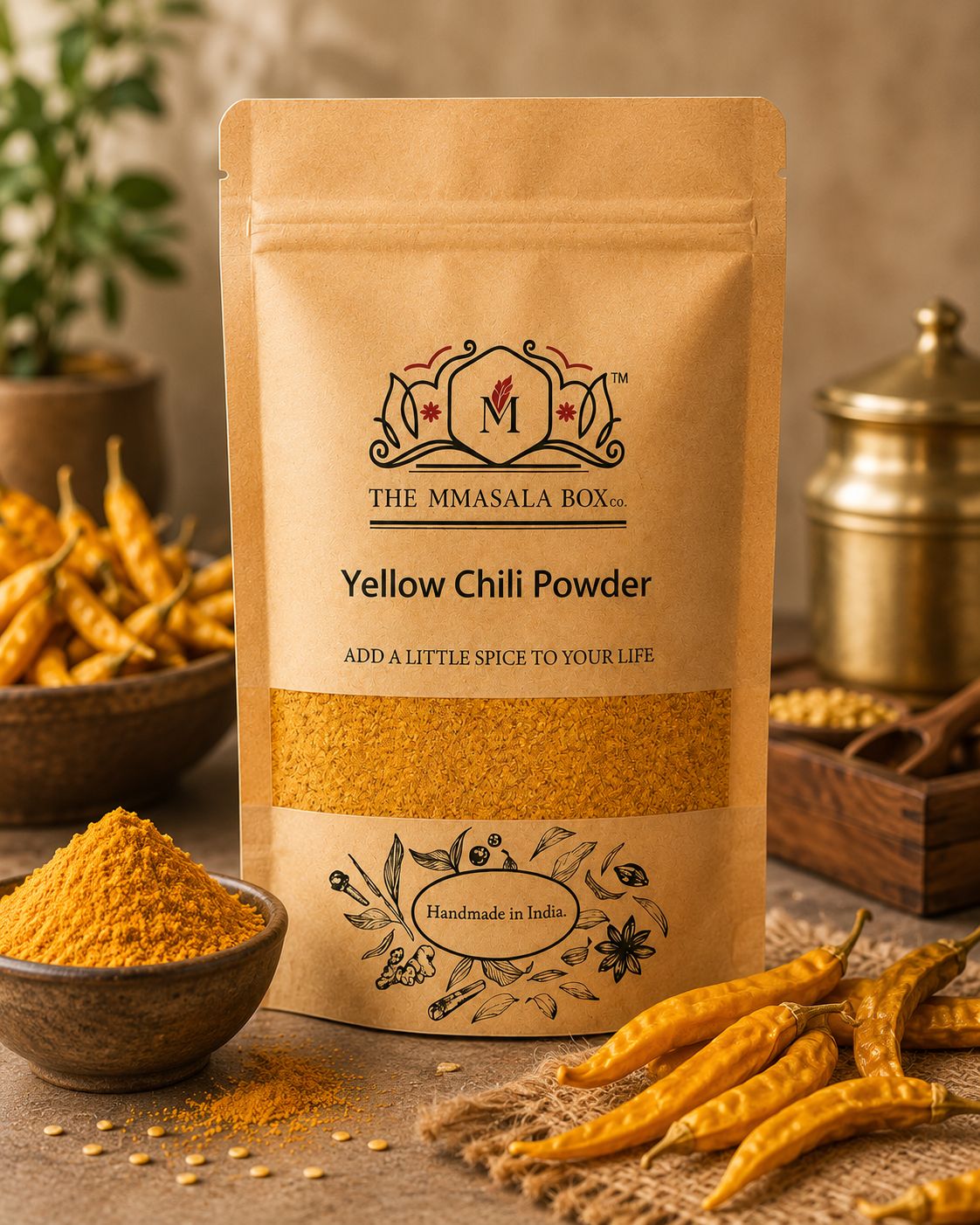 The MMasala Box Co. Yellow Chili Powder | Premium Indian Spice | Rich Aroma & Vibrant Color- 100 gm