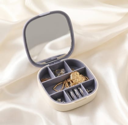 DHRUVINSRI Plastic Jewellery Storage Box With Built-in Mirror Multi-section (1 Pc) DHRUVINSRI Plastic Jewellery Storage Box With Built-in Mirror Multi-section (1 Pc)