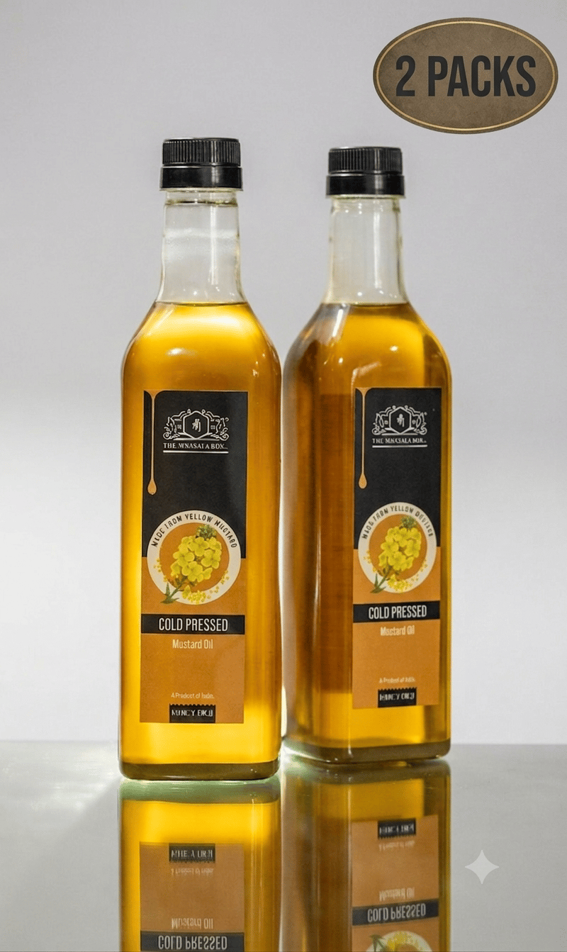 The Masala Box Co. Cold Pressed Yellow Mustard Oil Pure & Natural 2 Ltr Combo
