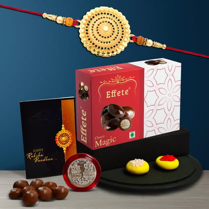 DHRUVINSRI Rakhi Combo With Chocolate Magic 32gm Rakhi Chocolate For Brother Rakhi With Chocolate Rakhi With Gift Rakhi Combo Set Of 1 Rakhi Chocolate