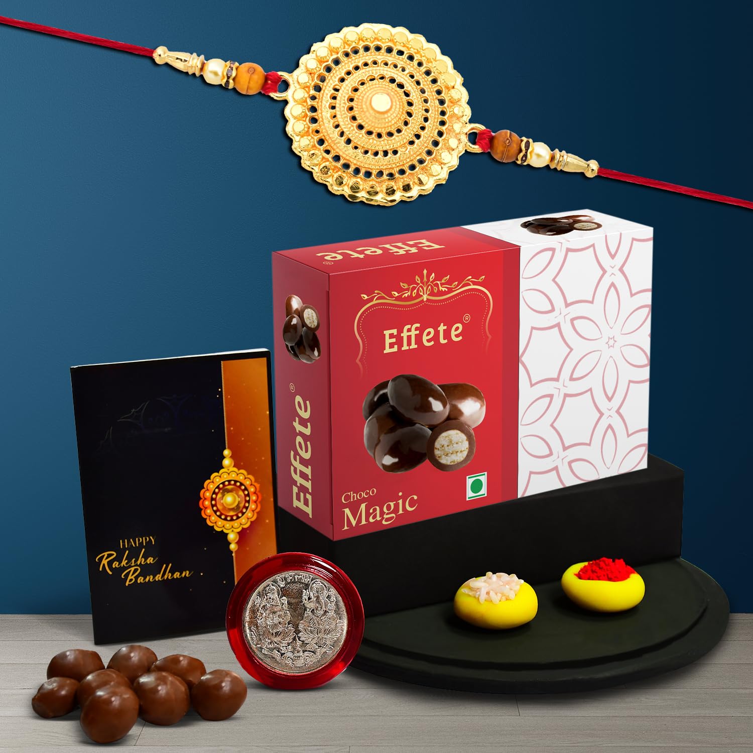 DHRUVINSRI Rakhi Combo With Chocolate Magic 32gm Rakhi Chocolate For Brother Rakhi With Chocolate Rakhi With Gift Rakhi Combo Set Of 1 Rakhi Chocolate