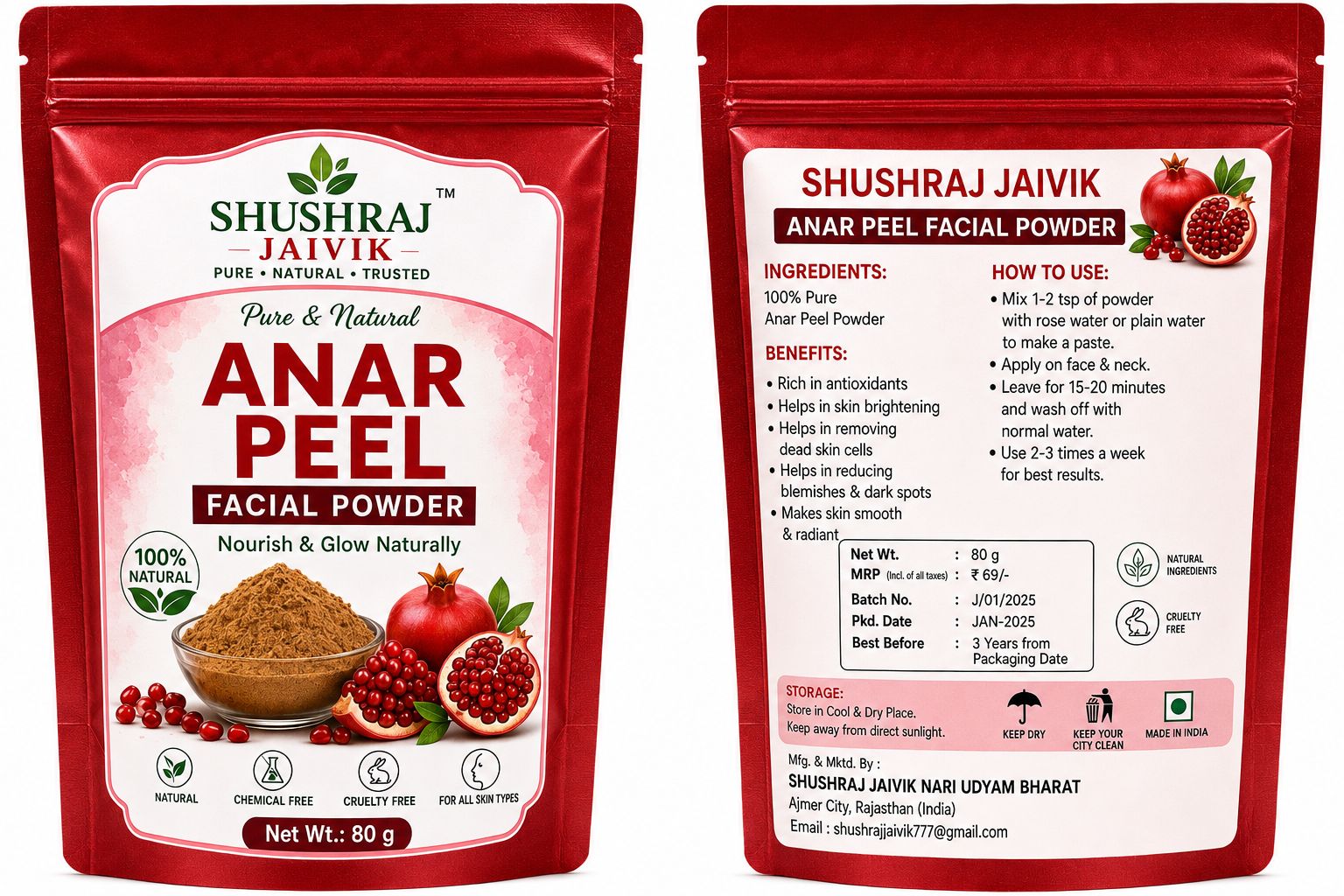 Shushraj Jaivik Anar Peel Powder 80g