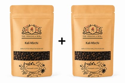 Whole Black Pepper (Kali Mirch) 100GM x 2 Pouches | Premium Indian Spice | The MMasala Box Co. Whole Black Pepper (Kali Mirch) 100GM x 2 Pouches | Premium Indian Spice | The MMasala Box Co.