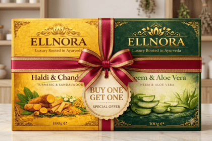 ELLNORA Ayurvedic Haldi Chandan & Neem Aloe Vera Soap Duo