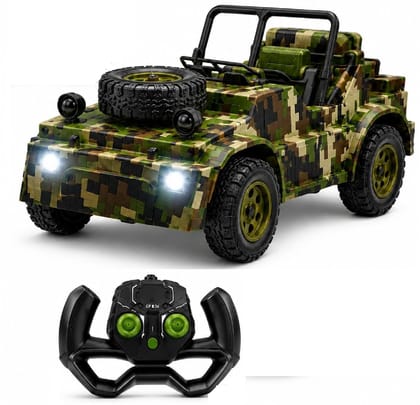 KTRS ENTERPRISE Military RC Off-Road Jeep Toy for Kids | 2.4GHz Remote Control Car with LED Lights, Rechargeable Battery, USB Charging, All-Terrain Rubber Tires, High-Speed Off Road Vehicle for Boys & Girls Age 6+ KTRS ENTERPRISE Military RC Off-Road Jeep Toy for Kids | 2.4GHz Remote Control Car with LED Lights, Rechargeable Battery, USB Charging, All-Terrain Rubber Tires, High-Speed Off Road Vehicle for Boys & Girls Age 6+