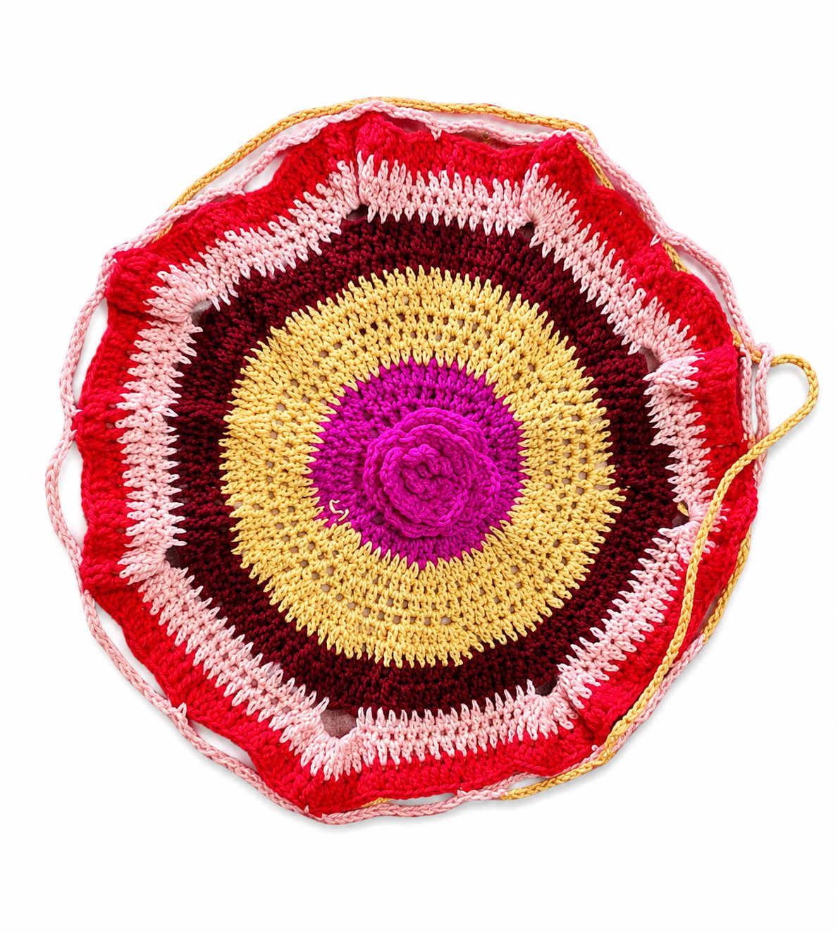 Handmade Crochet Mandala Doily - Colorful Table Mat