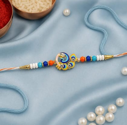 DHRUVINSRI Designer Peacock Rakhi – Elegant Festival Thread for Brother-1Pc DHRUVINSRI Designer Peacock Rakhi – Elegant Festival Thread for Brother-1Pc