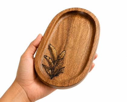 ARTDORA Handmade Mango Wood Oval Tray | Natural Wooden Serving & Organizer Tray | Handcrafted Decorative Tray for Home, Kitchen & Coffee Table | Eco-Friendly Wooden Platter