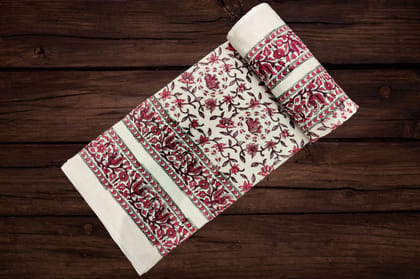 Cotton Blanket - Single Dohar ( 60 x 90 Inches) Pink Floral Net