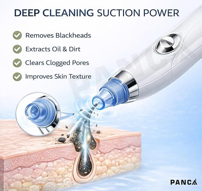 Portable Facial Pore Cleaning Device with Interchangeable Cleaning Heads for Personal Skin Care