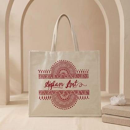 Uttarakhand Aipan Hand Painted Canvas Tote Bag