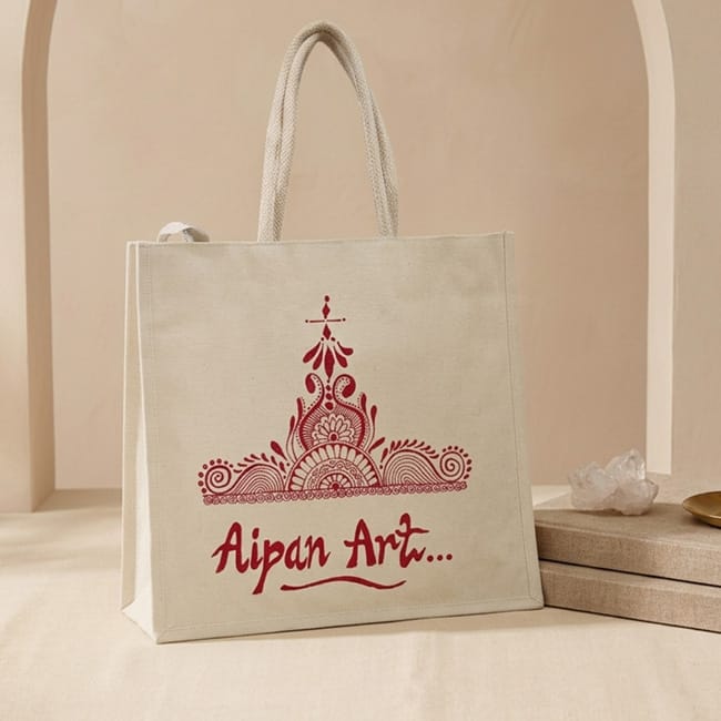 Uttarakhand Aipan Artisan-Made Canvas Handbag