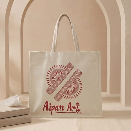 Uttarakhand Aipan Artisan-Made Canvas Handbag